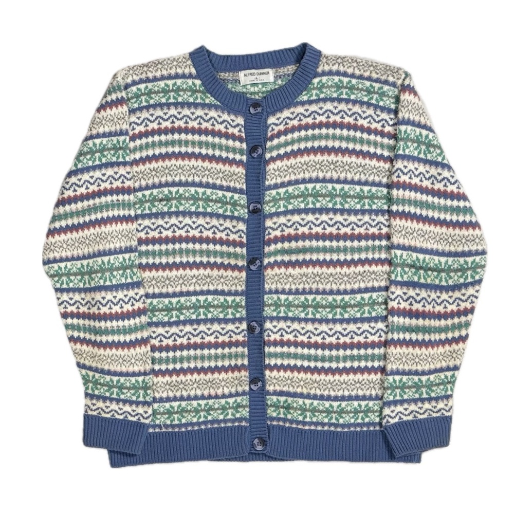 Vintage Alfred Dunner acrylic fair isle stripe cardigan sweater women's large